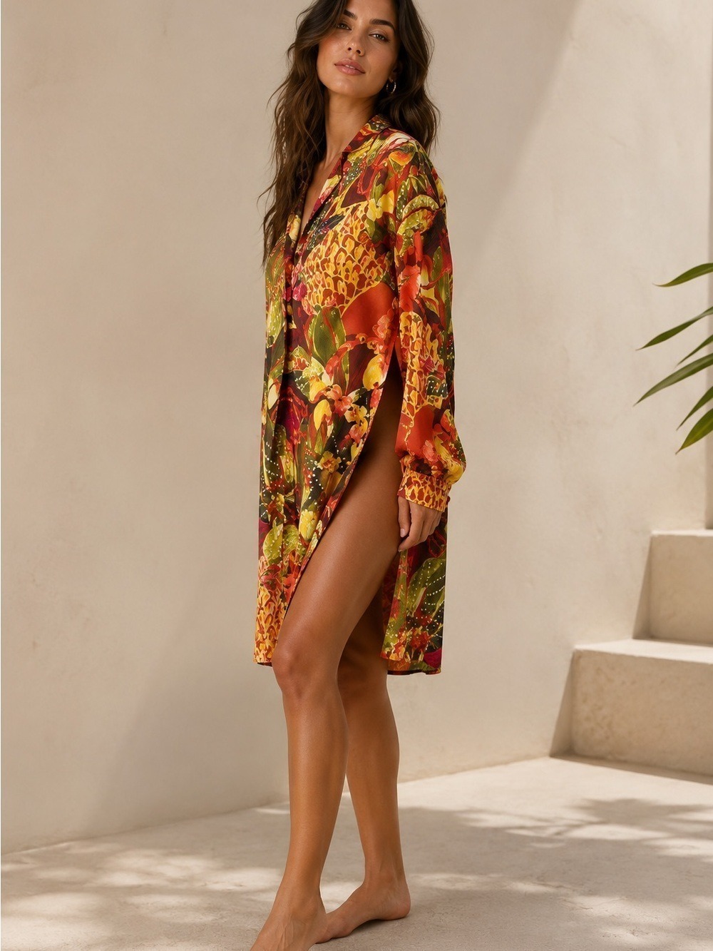 NWT Andrea Iyamah Uchi Tunic Kola Print Long Sleeve Top M - Picture 2 of 9
